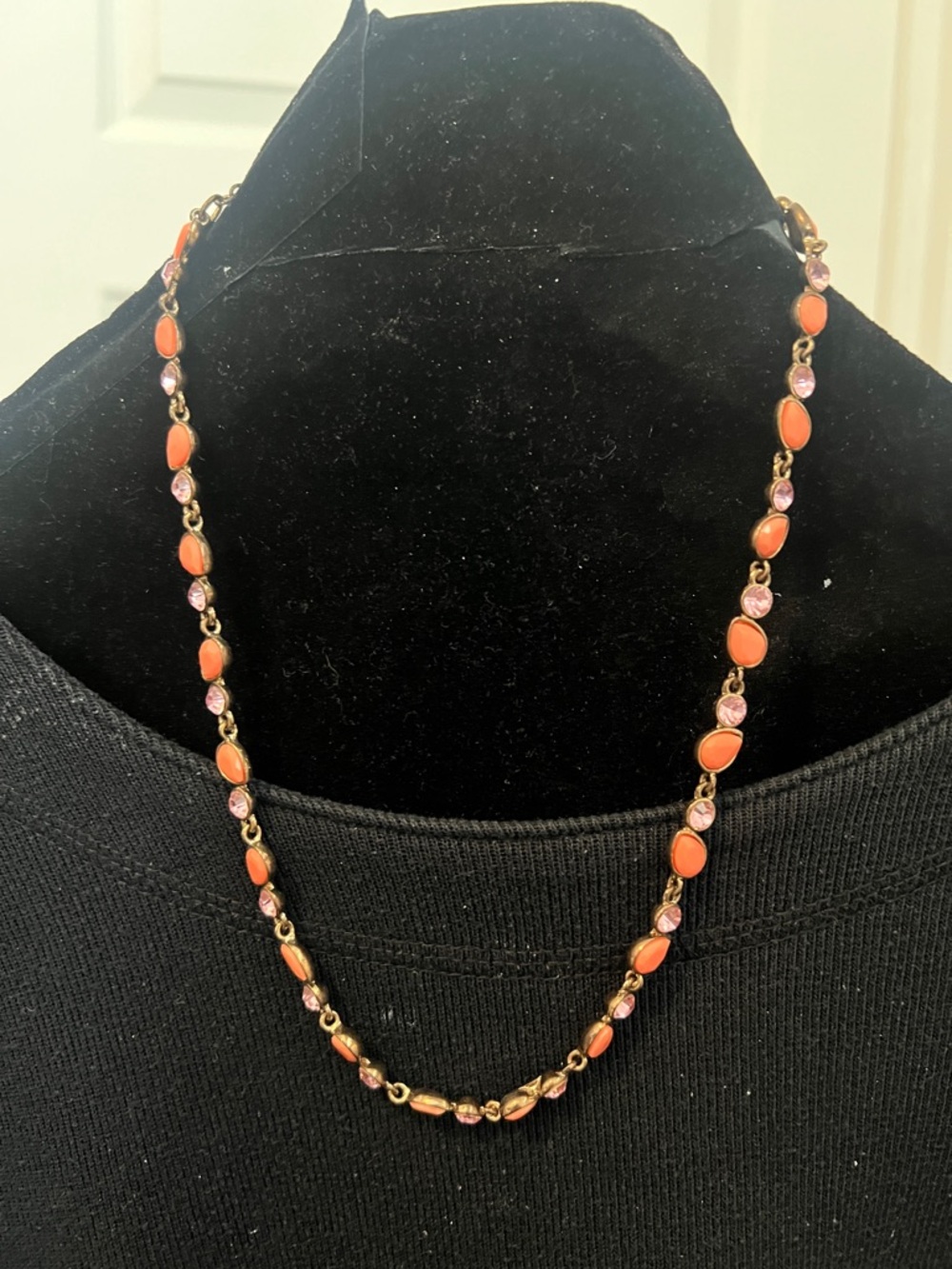 Napier Coral Orange and Pink Bead Station Necklace